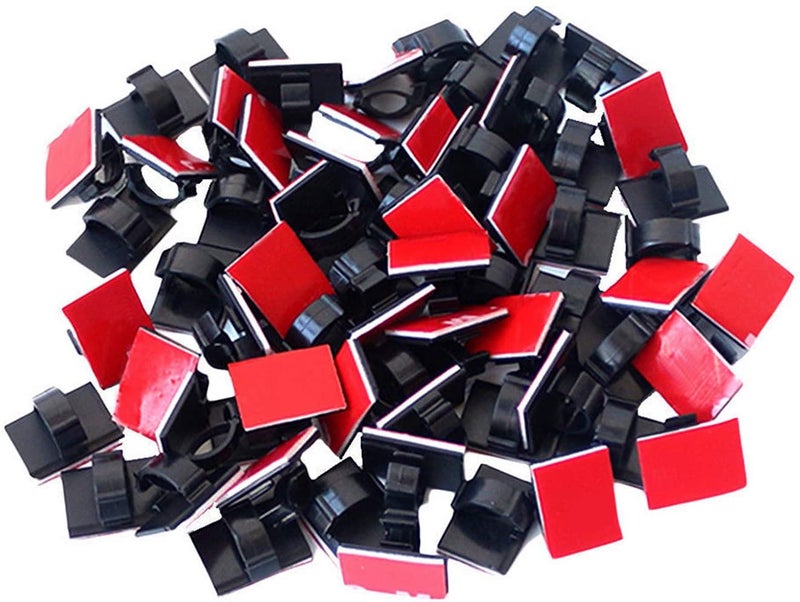 SAISN Adhesive Clips Strong Wire Holders 100 Pack Self-Adhesive Wire Clip Cable Cord Desk Management for Office Home and Car - Image 1