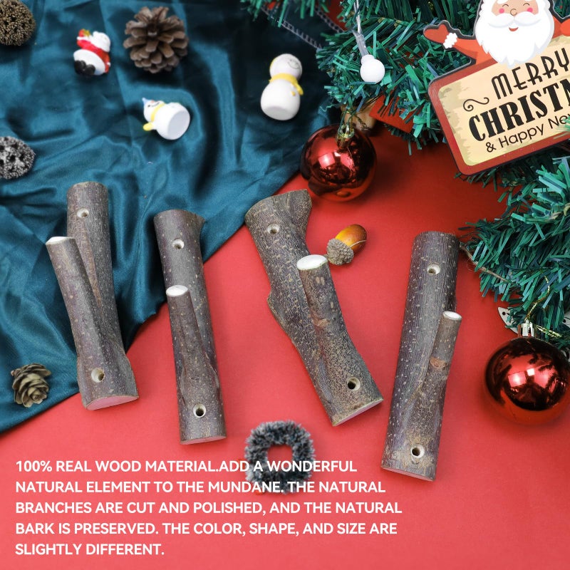 Tsnamay 4 قطعة فرع شجرة الخشب الحقيقي جدار هوك مزرعة ريفي ديكور خشبي مع سمك جذع اللحاء 2 سنتيمتر-3 سنتيمتر مع المسمار - Image 4