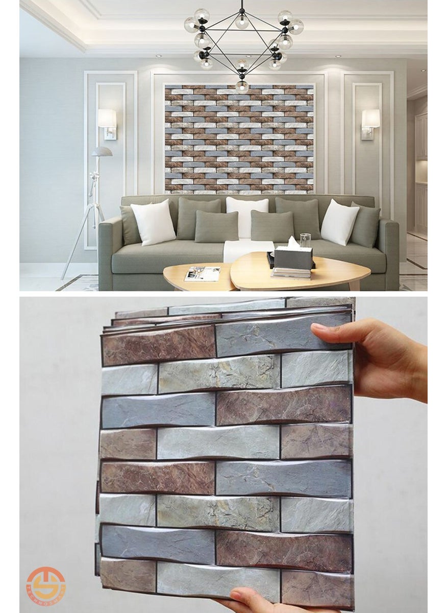 Technosmart 30 x 30 cm 3D Self Adhesive Wallpaper Covering Waterproof Decoration Kitchen Bathroom  - Image 1