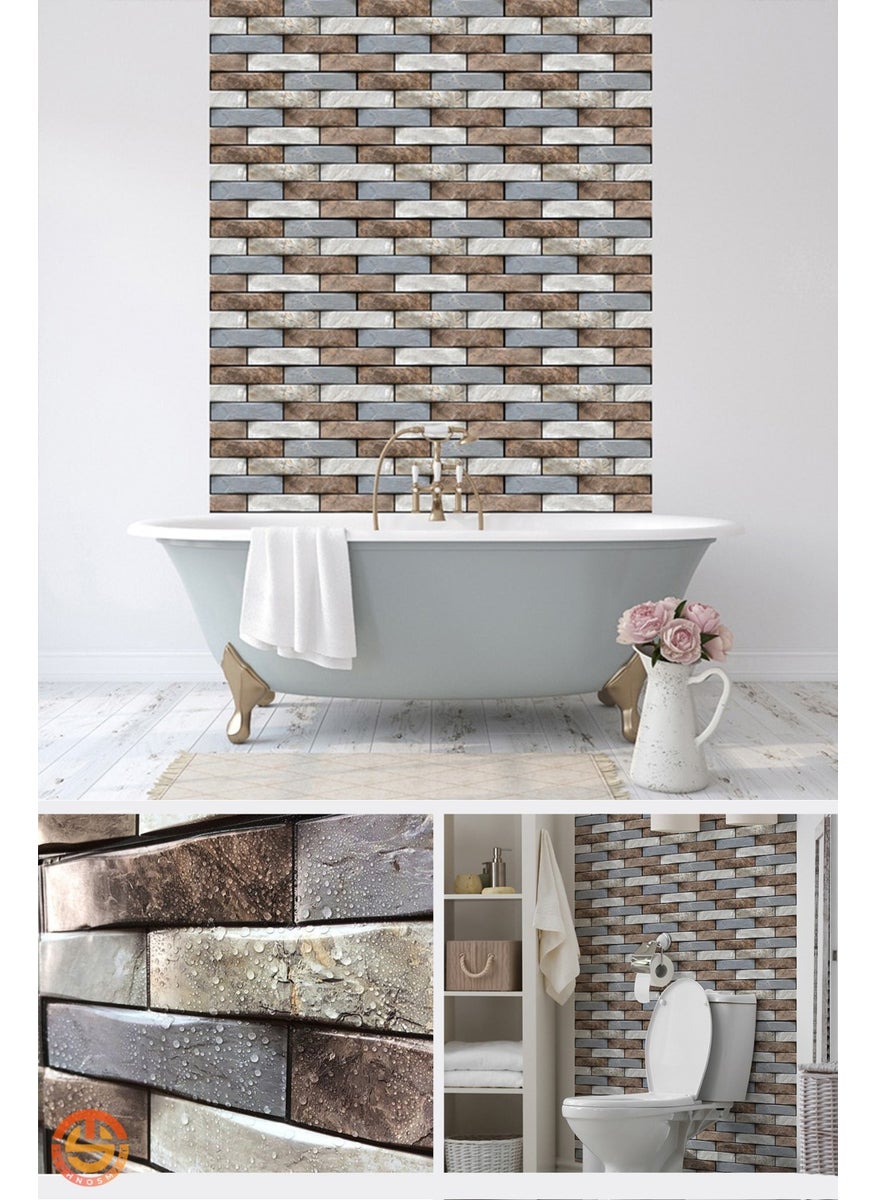 Technosmart 30 x 30 cm 3D Self Adhesive Wallpaper Covering Waterproof Decoration Kitchen Bathroom  - Image 2
