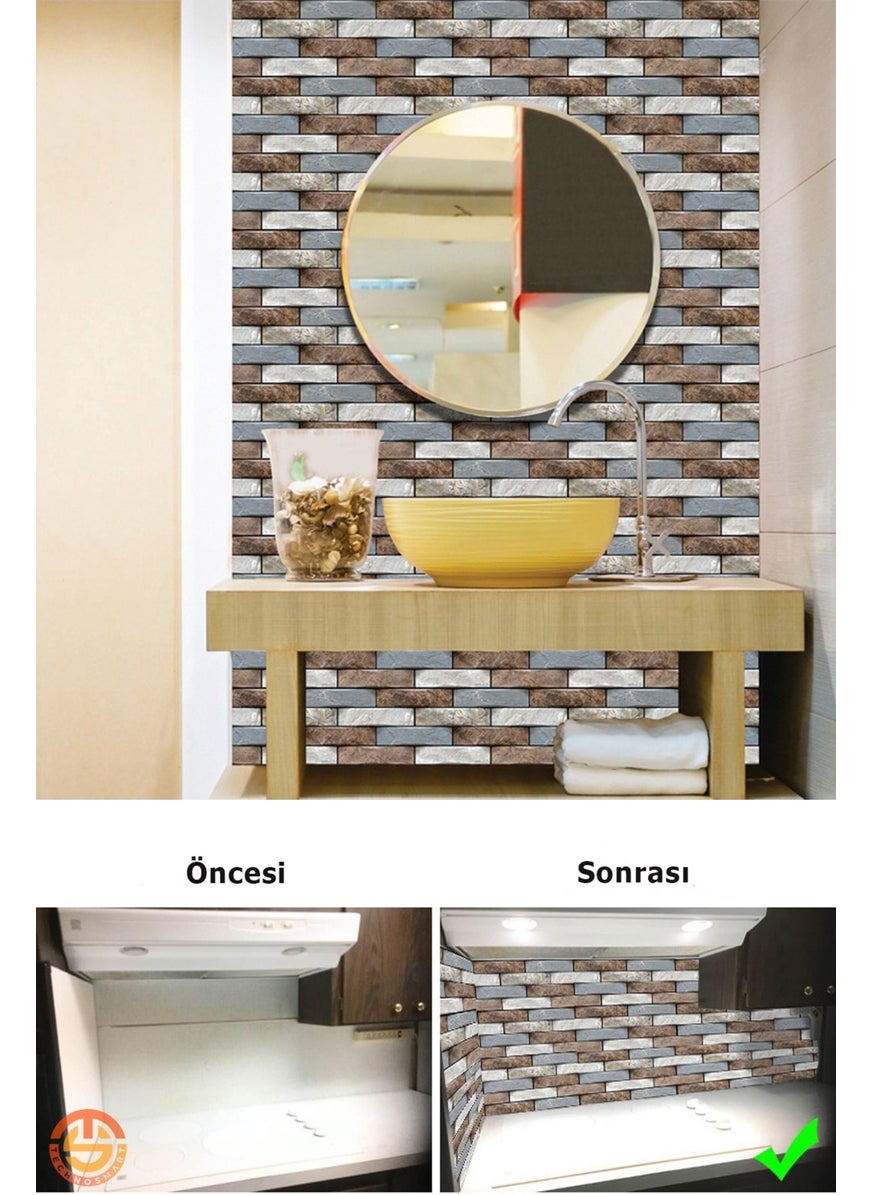 Technosmart 30 x 30 cm 3D Self Adhesive Wallpaper Covering Waterproof Decoration Kitchen Bathroom  - Image 3