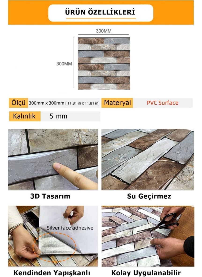 Technosmart 30 x 30 cm 3D Self Adhesive Wallpaper Covering Waterproof Decoration Kitchen Bathroom  - Image 4