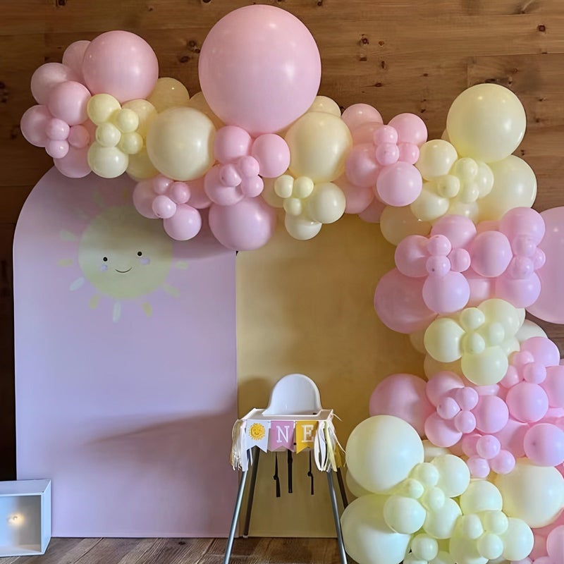 Eopelsm Pastel Pink Yellow Balloon Garland Arch Kit 143PCS Macaron Pink and Yellow Balloon Arch Kit for Honey Bear Baby Shower Princess Birthday Wedding Party Decorations - Image 3