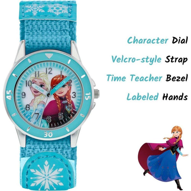 Disney FROZEN ديزني فروزن إلسا وآنا تايم تيتشر فابريك أنالوج واتش (أزرق/فضي) - Image 4