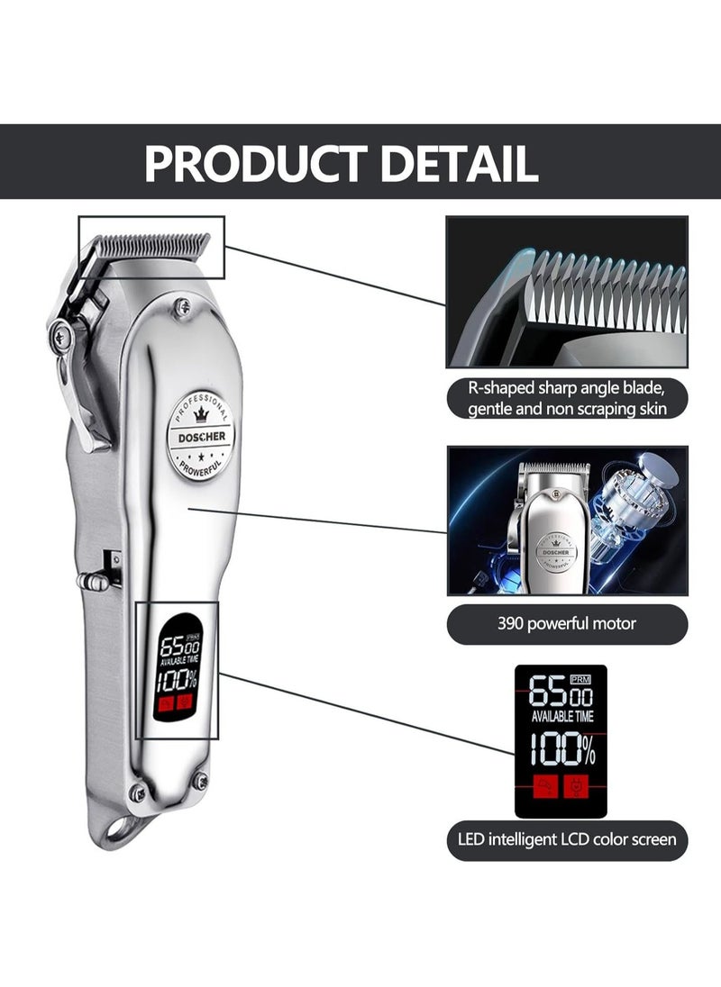 DOSCHER Beard Trimmer Hair Clippers Men, Electric Beard Trimmers for Men, Professional Cordless Hair Trimmer, Cordless Rechargeable Hair Clippers with LED Display & 8 Limit Combs, 2000mAh  - Image 3