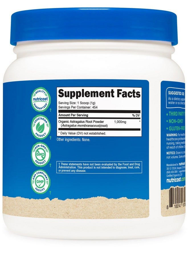 Nutricost Organic Astragalus Root Powder 1LB - Gluten Free, Non-GMO, Vegetarian - Image 5