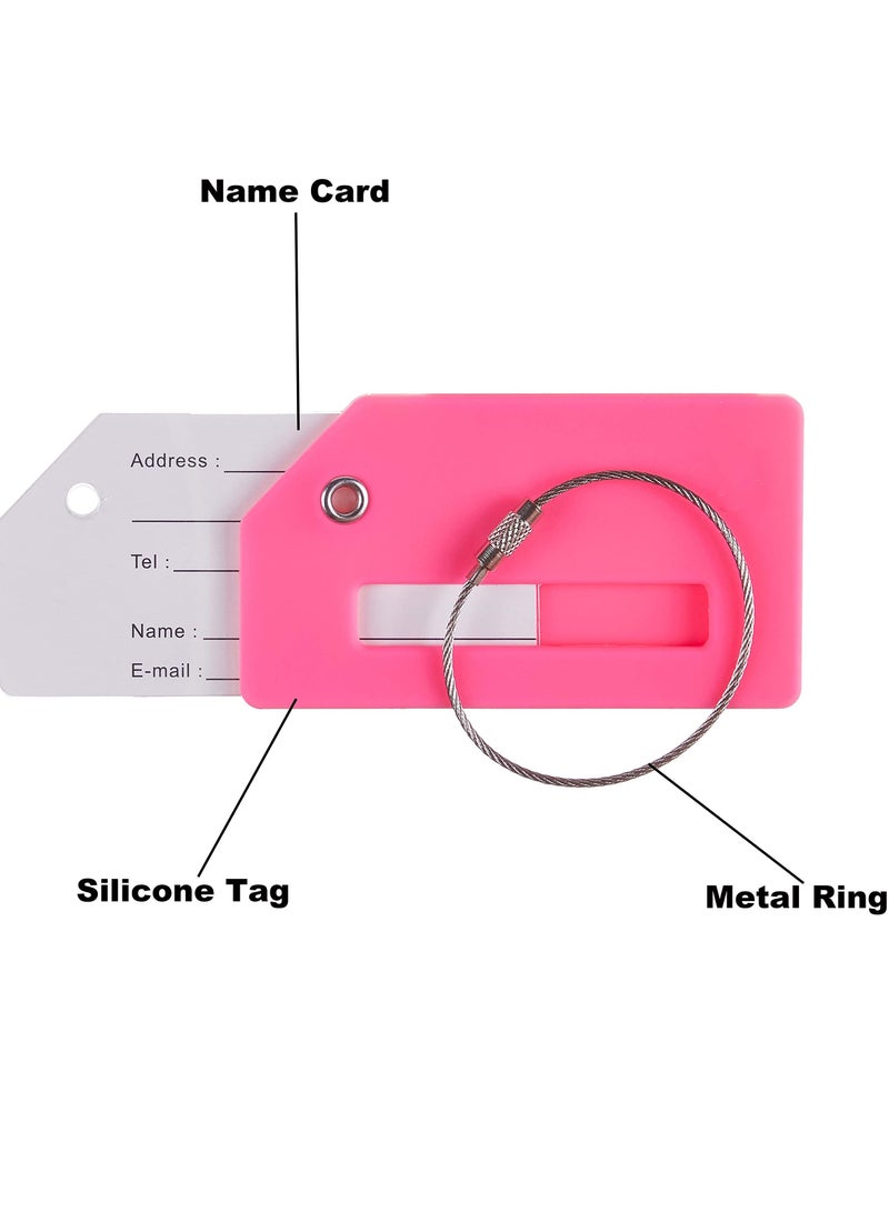 KASTWAVE 5 Pack Silicone Luggage Tag, With Name ID Card Quickly Spot Luggage Suitcase, Anti-lost Tag, Rose Red - Image 3