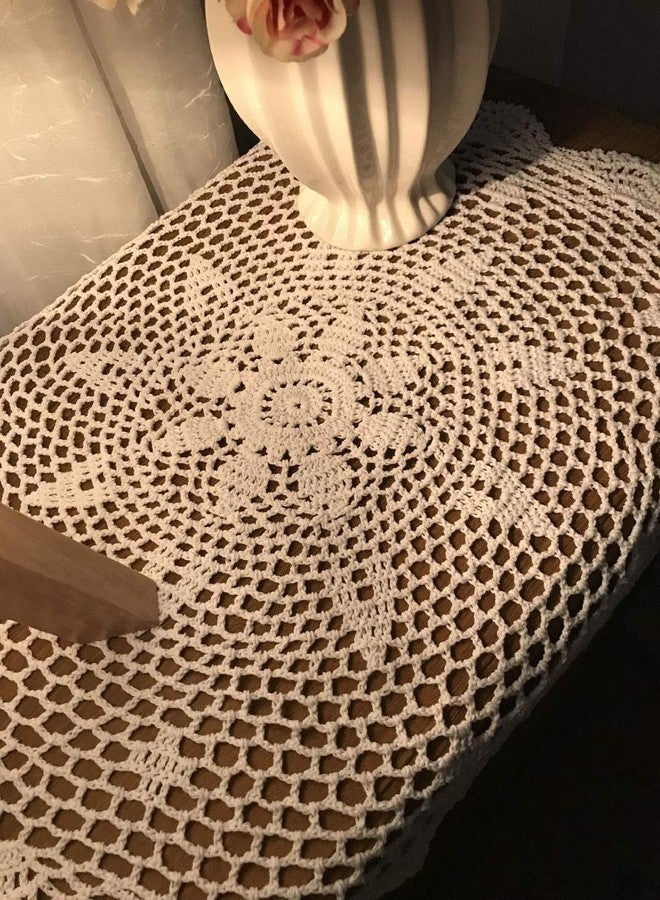 Damanni Cotton Handmade Crochet Lace Tablecloth Doilies Doily,Round,White,19 Inch - Image 5