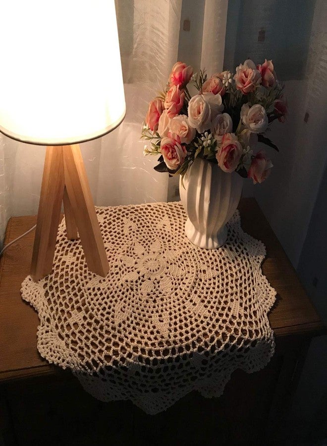 Damanni Cotton Handmade Crochet Lace Tablecloth Doilies Doily,Round,White,19 Inch - Image 4