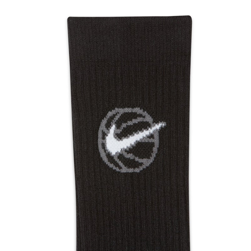 Nike Everyday Crew Basketball Sports 3-pack Quick-drying Mid-calf Length Sock Black - Image 3