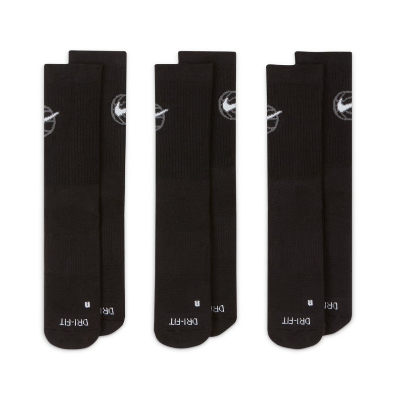 Nike Everyday Crew Basketball Sports 3-pack Quick-drying Mid-calf Length Sock Black - Image 4