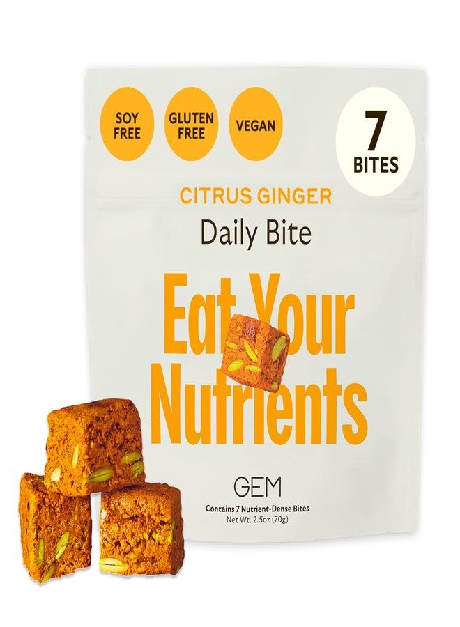 GEM Daily Bite for Women & Men, with 20+ Vitamins, Minerals, & Superfoods Like Zinc, Vitamin D, B-Complex, K, Turmeric, Fiber & Prebiotics, Beta Glucan GLP-1 Support & Immunity (Citrus Ginger,7 count) - Image 1