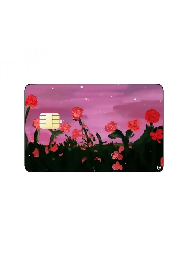 RKN PRINTED BANK CARD STICKER Cute Flowers Drawing With Moon - Image 2