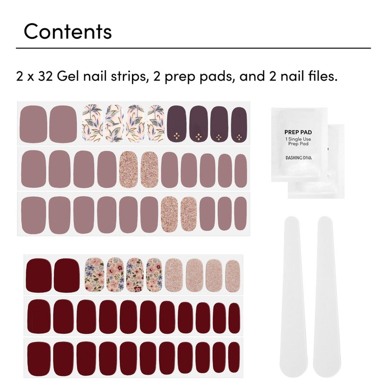 Dashing Diva Gloss Nail Strips Bundle - The Fall Florals Collection - Alpine Retreat & Wildflower - UV Free, Chip Resistant, Long Lasting Gel Stickers - Contains 2 Sets - Image 4
