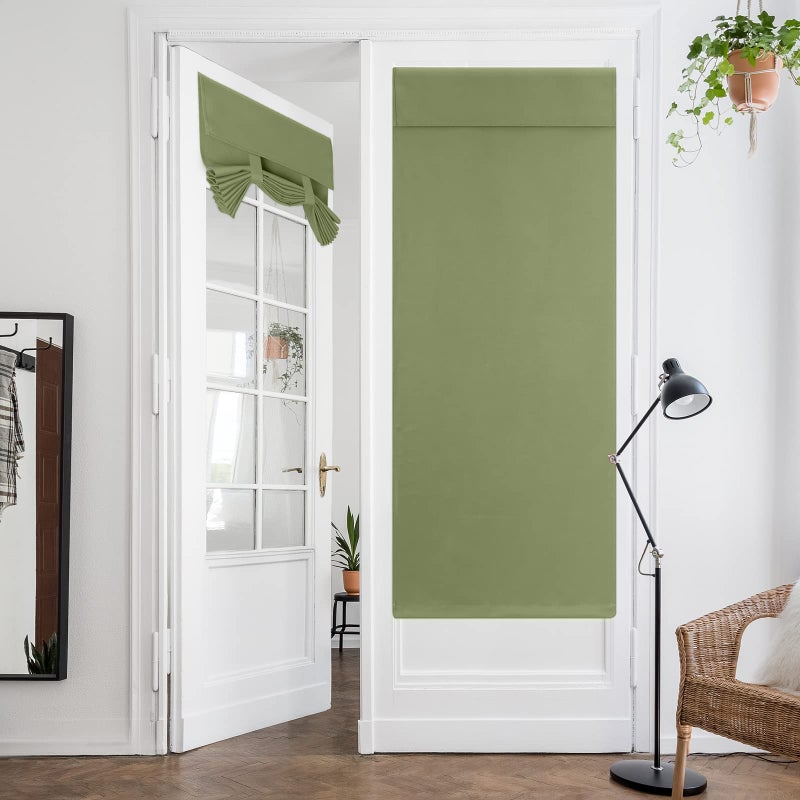 HOMEIDEAS HOMEIDEAS Sage Green French Door Curtain  Privacy Door Curtains for Door Window  French Door Blinds for Glass Door  Thermal Insulated Tie Up Shades Window Curtains for Bedroom  26 X 68 Inch 1 Panel - Image 1