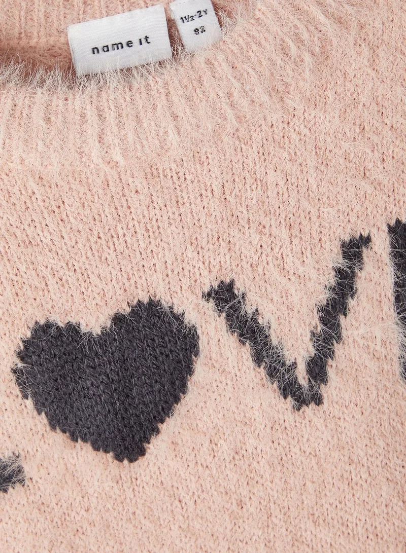 NAME IT Kids Text Print Knitted Sweater