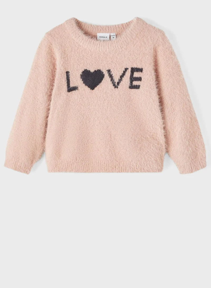 NAME IT Kids Text Print Knitted Sweater