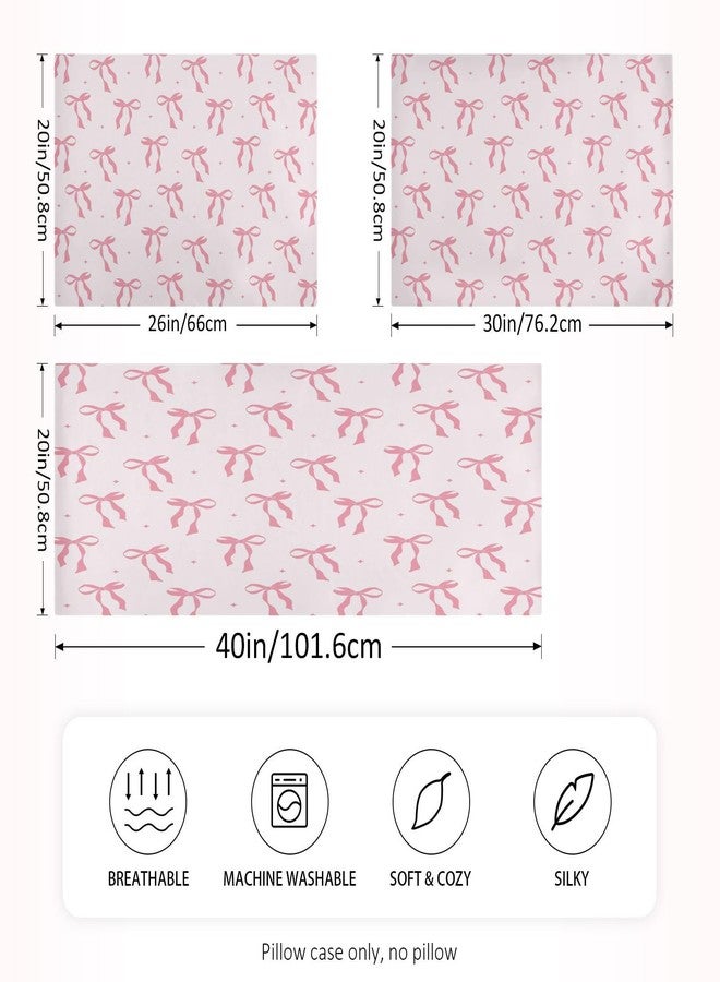 KEEPREAL Pink Ribbon Bow Satin Pillowcase for Hair and Skin Silk Pillowcase - Satin Pillow Covers with Envelope Closure, Standard Size(20x26 inches) - Image 2