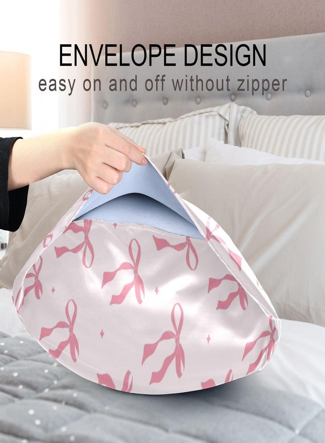 KEEPREAL Pink Ribbon Bow Satin Pillowcase for Hair and Skin Silk Pillowcase - Satin Pillow Covers with Envelope Closure, Standard Size(20x26 inches) - Image 5