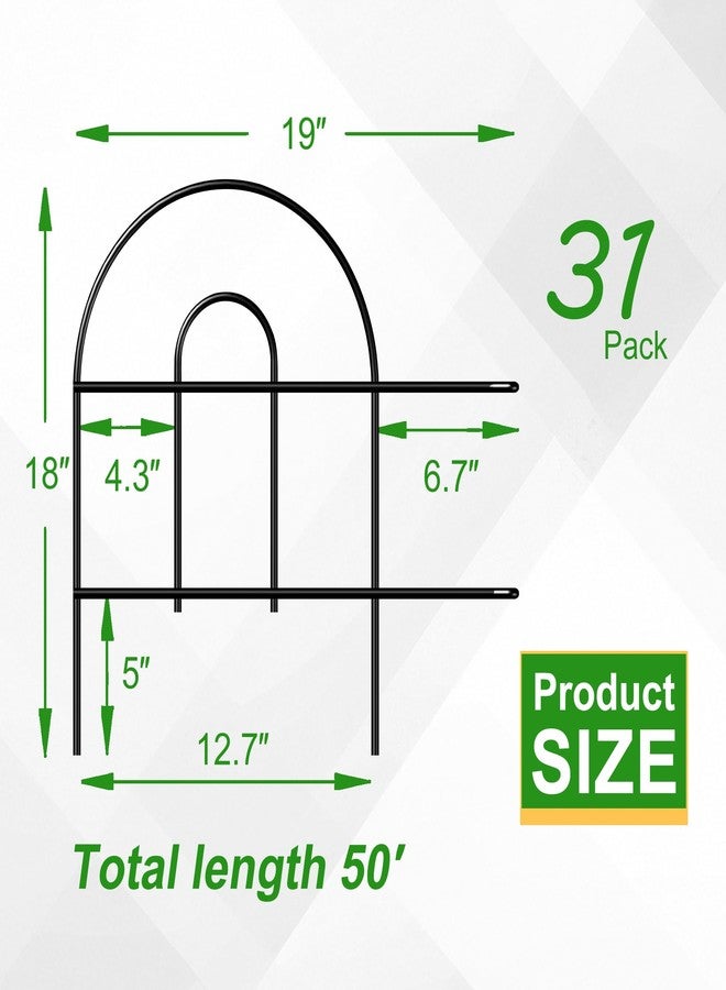 FOREHOGAR Decorative Black Garden Border Fence 18inX50ft Metal Wire Edging Flower Bed Folding Fences Panel Outdoor Garden Fencing Patio Edge Landscape for Yard - Image 3