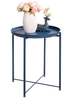 Multipurpose Tray Metal End Table Side Table Round Tray Removable Tray Outdoor & Indoor