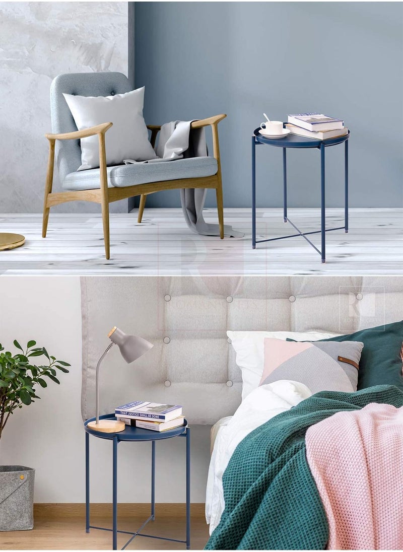 Roman Gifts - Multipurpose Tray Metal End Table Side Table Round Tray Removable Tray Outdoor & Indoor - Image 1