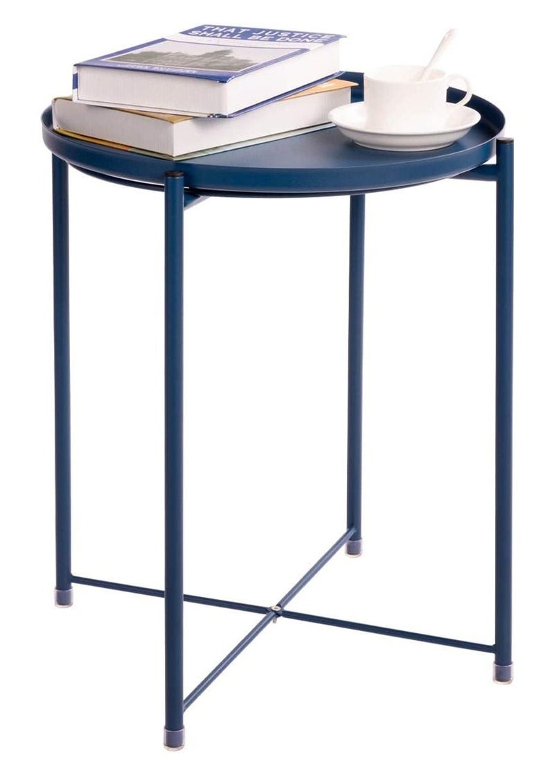 Roman Gifts - Multipurpose Tray Metal End Table Side Table Round Tray Removable Tray Outdoor & Indoor - Image 1