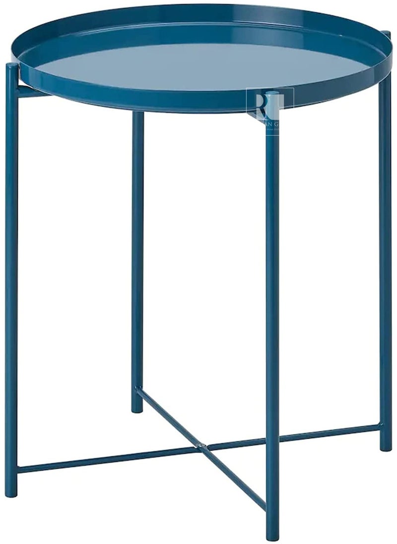Roman Gifts - Multipurpose Tray Metal End Table Side Table Round Tray Removable Tray Outdoor & Indoor - Image 1