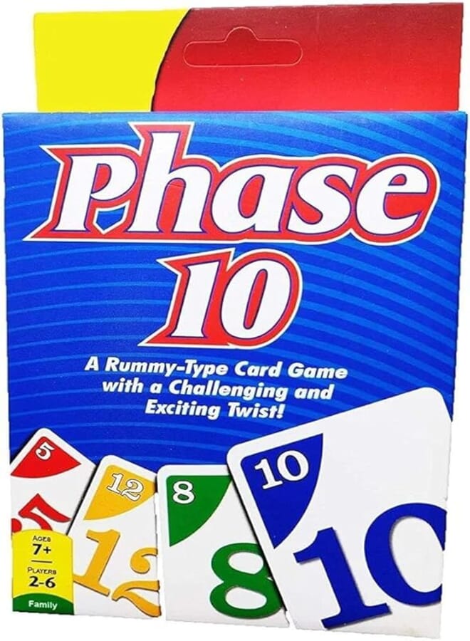 Phase 10, A Rummy-Type Card Game with a Challenging and Exciting Twist, Ages 7+, 2-6 Players