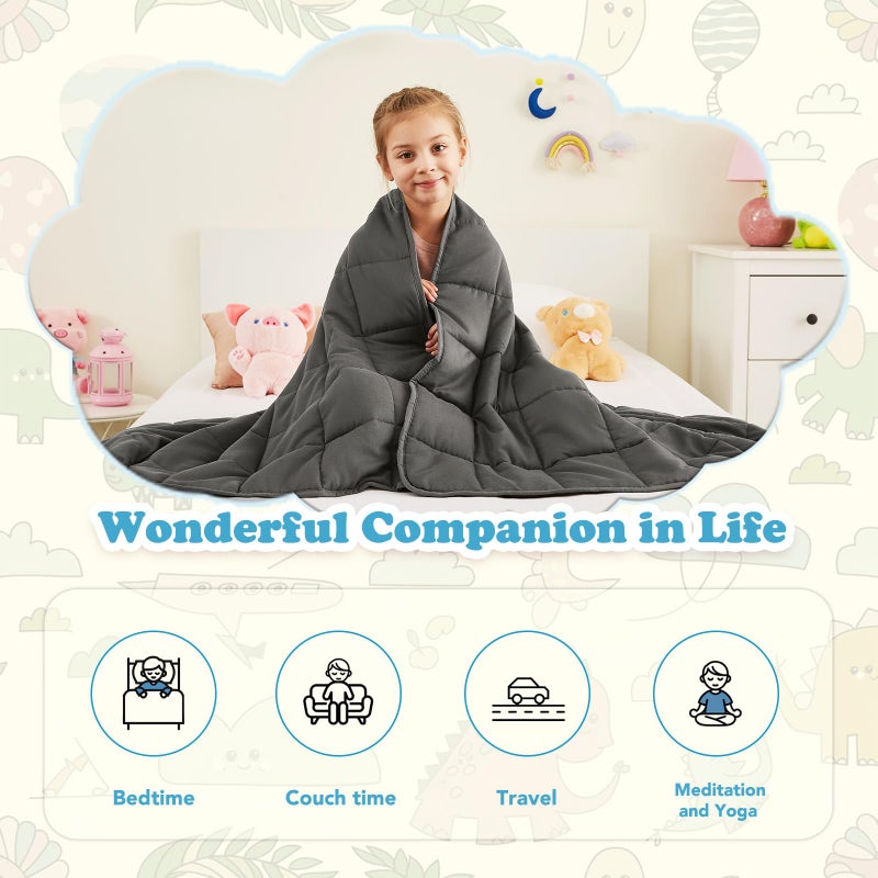 CuteKing Weighted Blanket (10lbs, 48"x72", Grey) Heavy Blanket for 90-100lbs, Weighted Blanket for Cooling & Heating with Premium Glass Beads, Soft Thick Blanket All-Season - Image 4