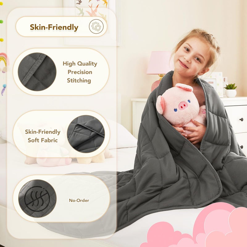 CuteKing Weighted Blanket (10lbs, 48"x72", Grey) Heavy Blanket for 90-100lbs, Weighted Blanket for Cooling & Heating with Premium Glass Beads, Soft Thick Blanket All-Season - Image 5