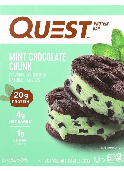Protein Bar Mint Chocolate Chunk 4 Bars 2.12 oz (60 g) Each
