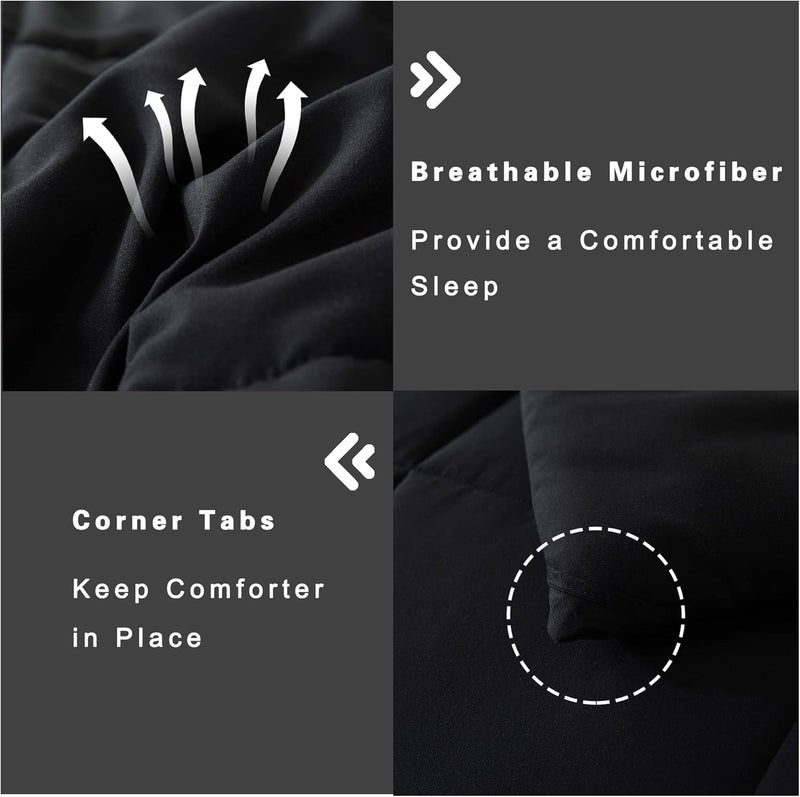 DOWNCOOL Full Size Comforter Sets -All Seasons Bedding Comforters & Sets with 2 Pillow Cases -3 Pieces Bed Set Full Down Alternative Comforter Set -Black Bedding Comforter Sets Full (82x86 inches) - Image 5