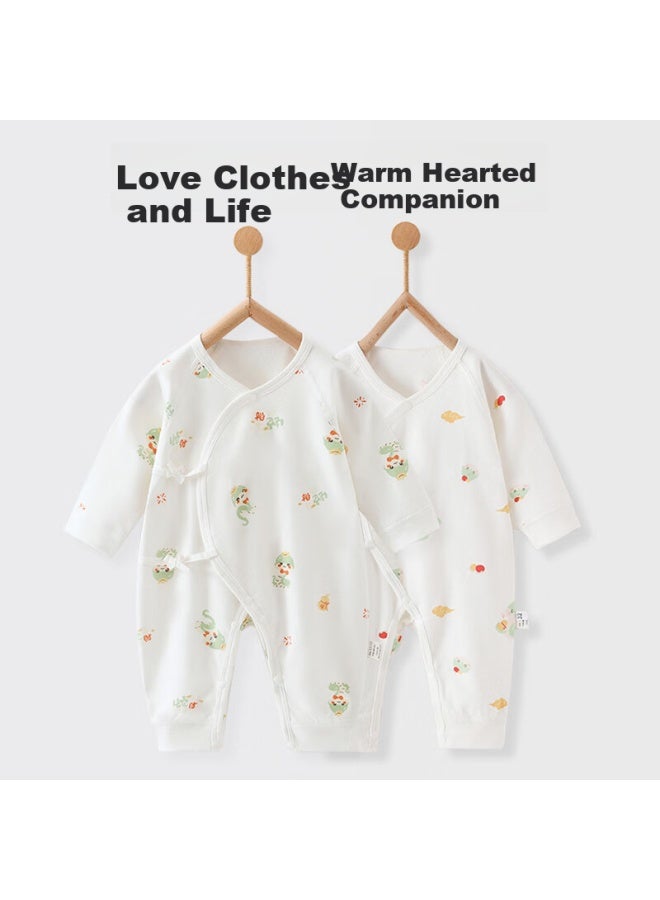 Aibao Baby Clothes Pure Cotton Spring And Autumn Newborn Romper Baby Ha Yi Monk Clothes Crawling Suit 2 Pieces Set N036 Size 59 - Image 2