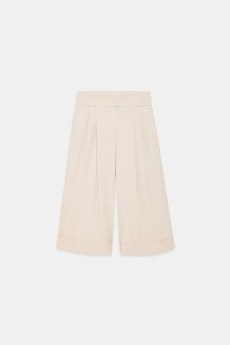 DILVIN High-Waist Wide-Leg Crepe Culottes