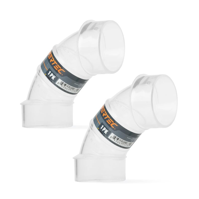 POWERTEC 70336P2 212 OD 90 Degree Elbow ABS Plastic Dust Collector Connector Clear 2 PK