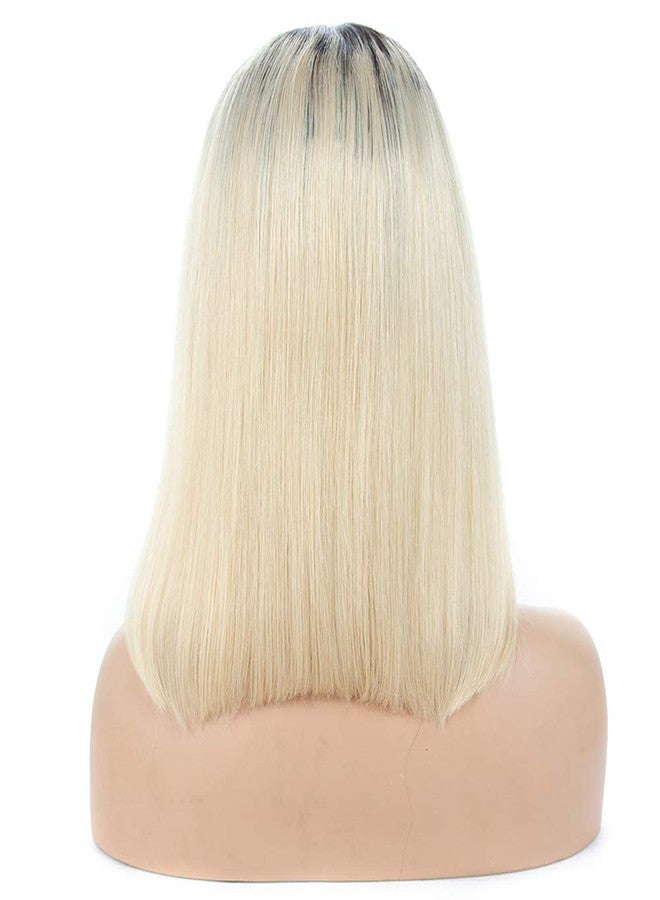Choshim Hair Ombre 613 Color Shoulder Length Bob Front Lace Wig Remy Virgin Human Hair Two Tone Dark Roots 1B 613 Glueless Bob Cut Wig with Baby Hair 150% Density 8 Inches - Image 2