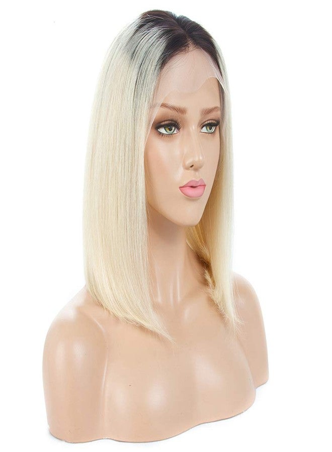 Choshim Hair Ombre 613 Color Shoulder Length Bob Front Lace Wig Remy Virgin Human Hair Two Tone Dark Roots 1B 613 Glueless Bob Cut Wig with Baby Hair 150% Density 8 Inches - Image 5