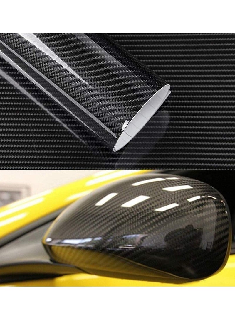 5D Black High Gloss Carbon Fiber Vinyl Wrap, Color Change Film, Self-Adhesive Car Sticker with Anti-Wrinkle & Air Release, Suitable for DIY Decals (12 * 60 Inches) - Image 1