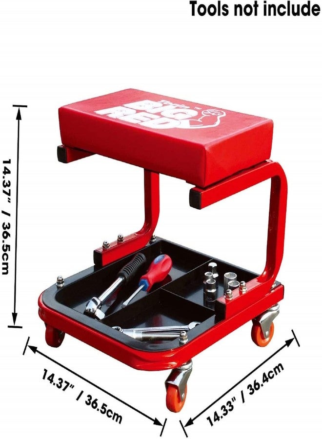 Torin TR6300-3 Red Rolling Creeper Garage/Shop Seat: Padded Mechanic Stool with Tool Tray Large - Image 3