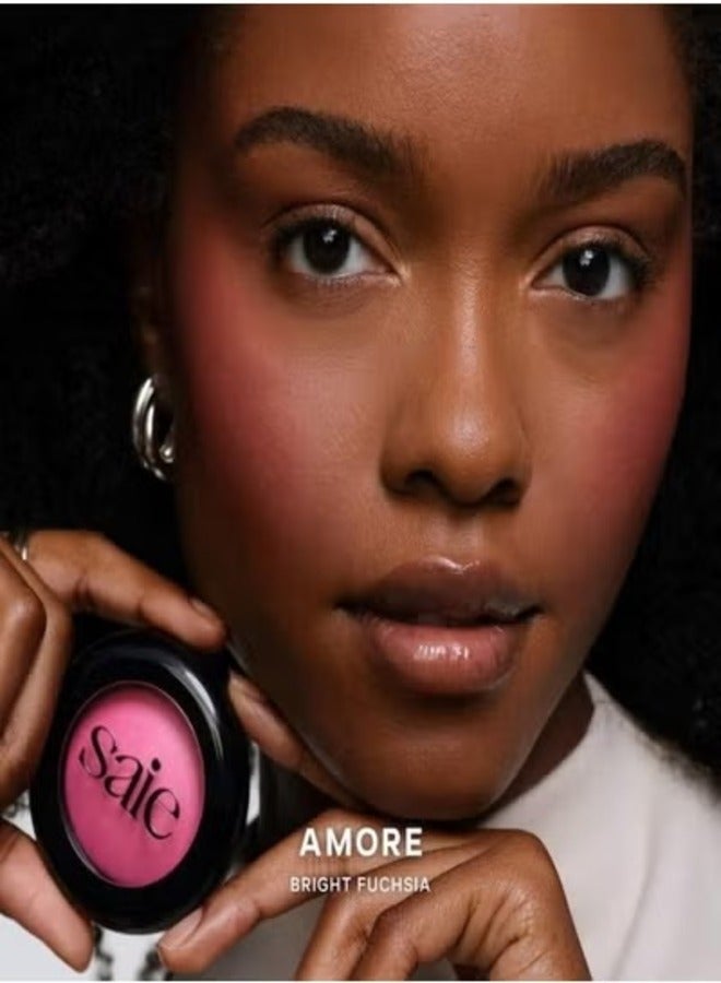 Saie Saie SuperSuede™ Talc-Free Powder Blush 3g – Amore - bright fuschia Silky, Blendable, Natural Finish  - Image 2