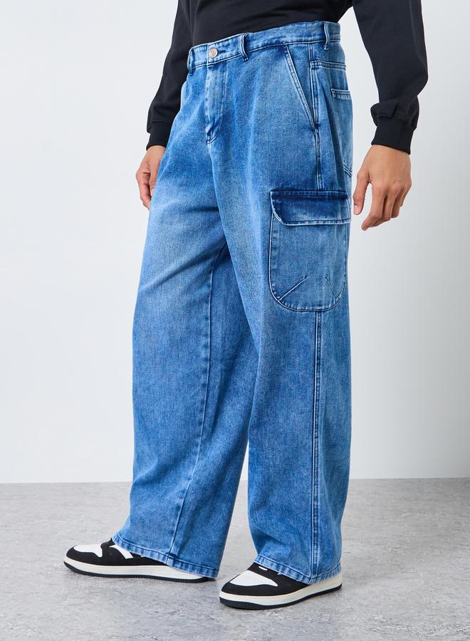 Styli Men Baggy Fit Washed Jeans - Image 1