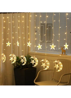 Jorunb 9.8ft 138 Led Curtain String Light Star Moon Icicle Light with 8 Lighting Modes with Timer Remote USB Operated Dimmable Fairy String for Window Wall Home Decoration (Crescent)  - Image 2