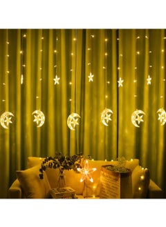 Jorunb 9.8ft 138 Led Curtain String Light Star Moon Icicle Light with 8 Lighting Modes with Timer Remote USB Operated Dimmable Fairy String for Window Wall Home Decoration (Crescent)  - Image 4