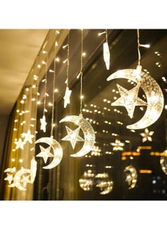 Jorunb 9.8ft 138 Led Curtain String Light Star Moon Icicle Light with 8 Lighting Modes with Timer Remote USB Operated Dimmable Fairy String for Window Wall Home Decoration (Crescent)  - Image 5