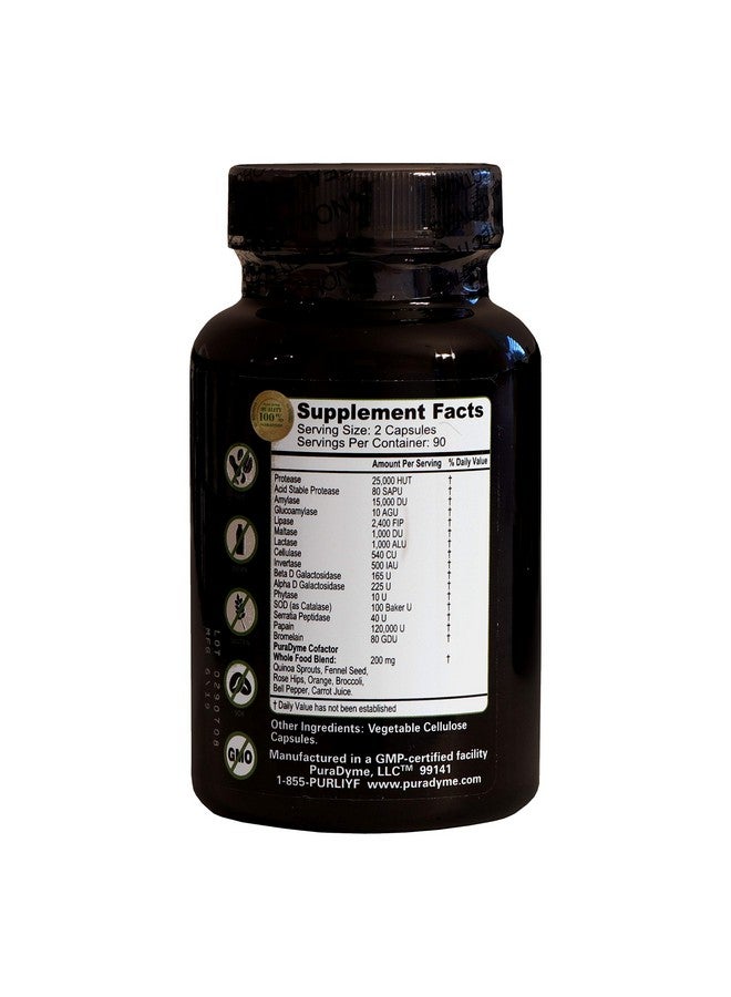 PuraDyme Liyfzyme Plant Based Digestive Enzyme Supplement 180 Veggie Caps. Puradyme By Lou Cornoa. - Image 3