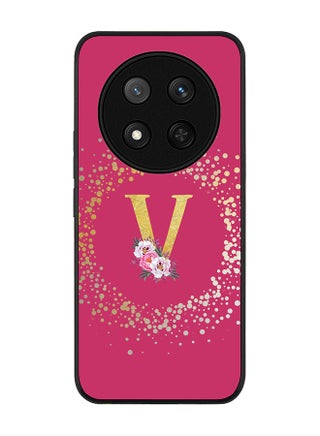 Custom Monogram Floral - V ( Deep Pink )