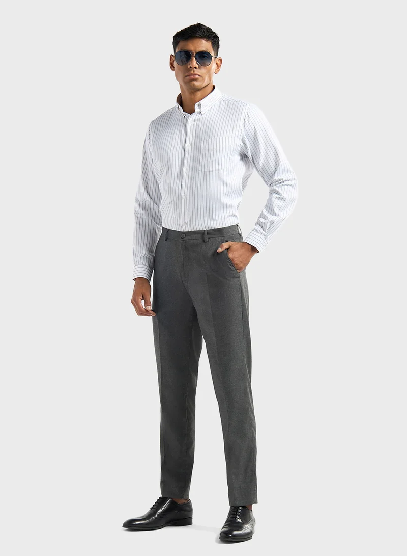 FAV Solid Regular Fit Flexi Waist Trousers with Pocket