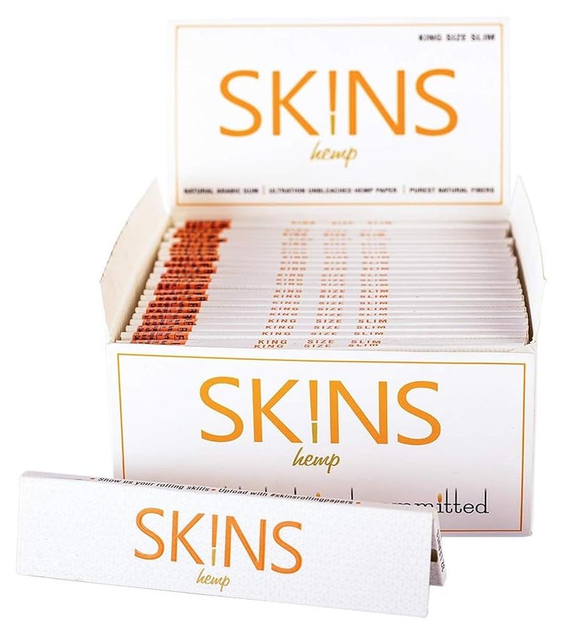 Skins THESKINSCO� Premium Hemp Rolling Papers KING SIZE SLIM (Pack Of 50) (Full Box) - Image 1
