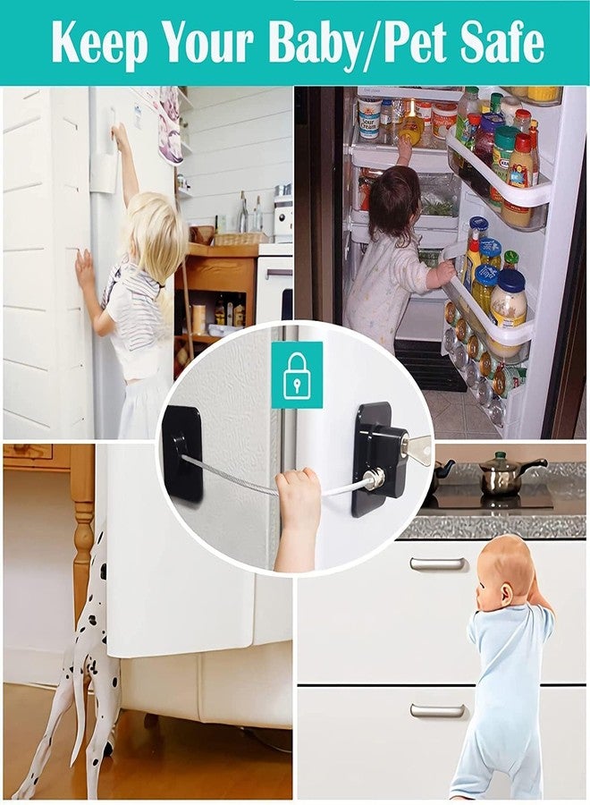 OffyBird Baby Safety Lock for Refrigerator, Freezer Door, Cabinets, Drawers, Cupboards, and Wardrobes, Child Proof Lock with Key and Adhesives, Secure Restrictor Cable for Baby and Toddler Protection - Image 3